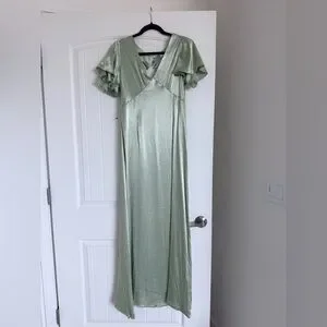 Topshop | Dresses | Elegant Sage Green Satin Dress | Poshmark